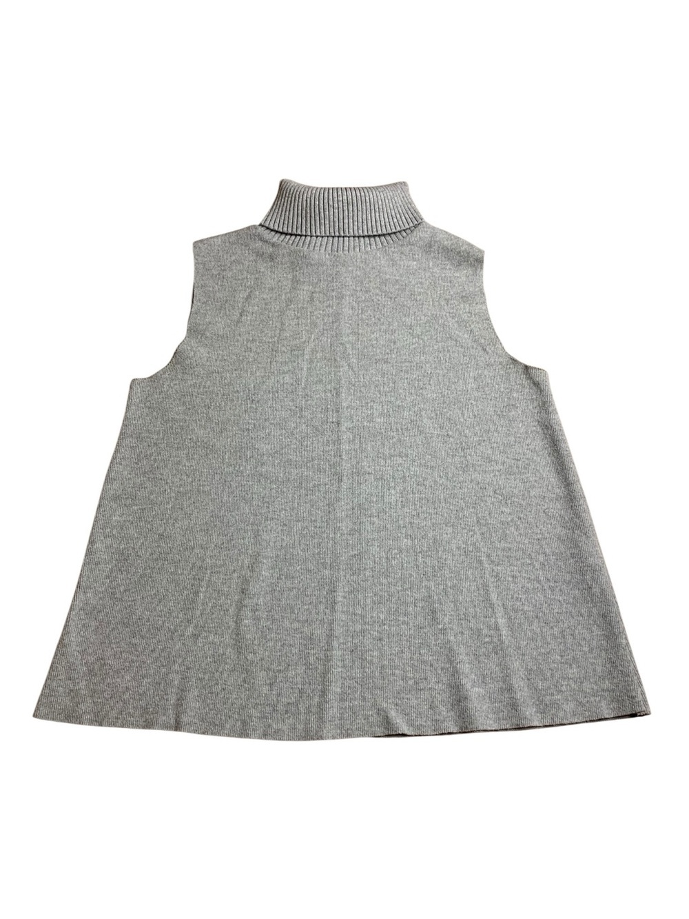 Zara Grey Ribbed Sleeveless Turtleneck Knit Sweater - Size M